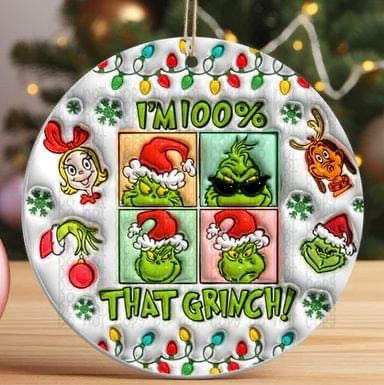 Grinch Christmas Puff Ornaments