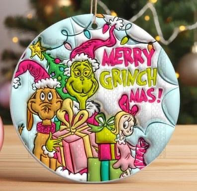 Grinch Christmas Puff Ornaments