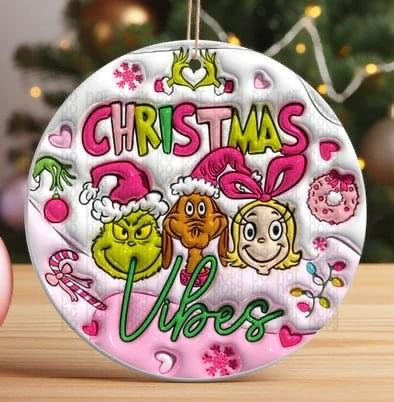 Grinch Christmas Puff Ornaments
