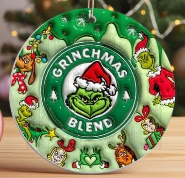 Grinch Christmas Puff Ornaments