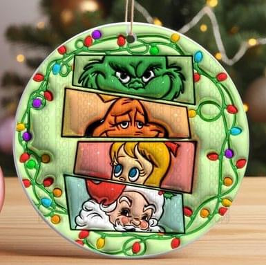 Grinch Christmas Puff Ornaments