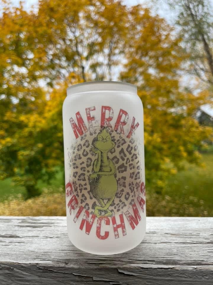 MERRY GRINCHMAN FROSTED GLASS TUMBLER