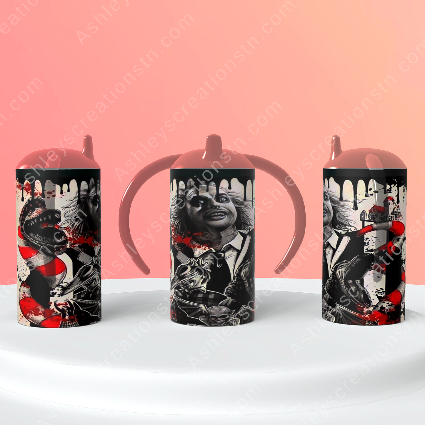 Beetlejuice black & red tumbler
