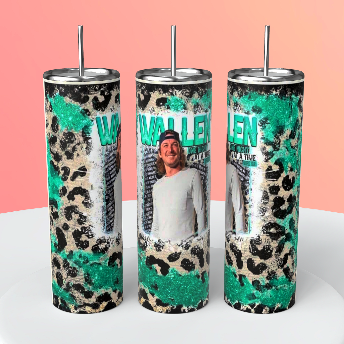 Wallen-Teal Leopard Print Tumbler