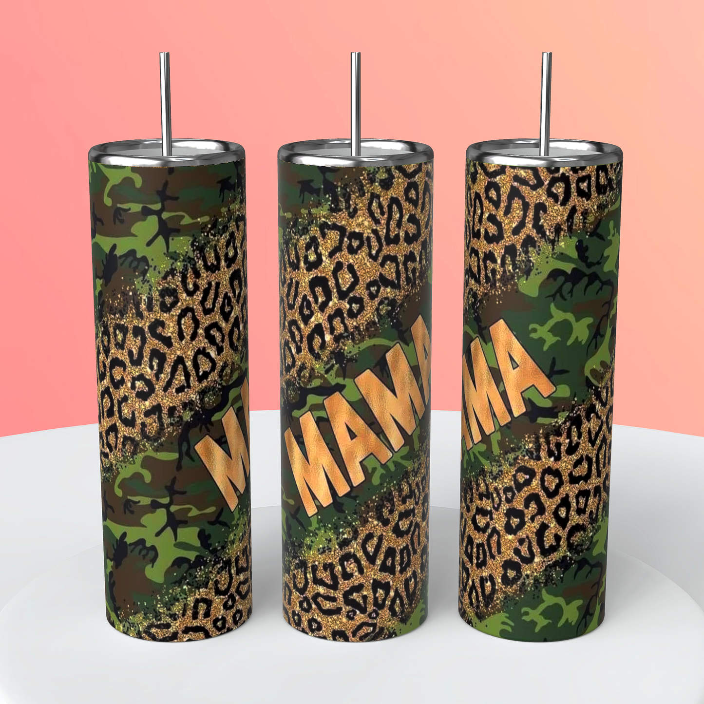 Mama- Camo & Leopard Print Tumbler